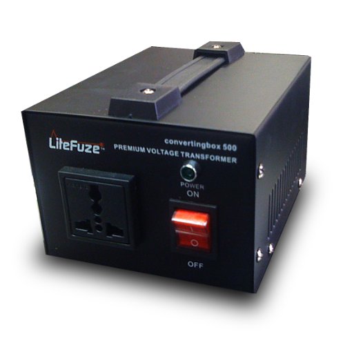 LiteFuze convertingbox 500 Watt Light Weight Premium Voltage Converter Transformer - Step Up/Down - Lifetime Warranty - Full Grounded Cord (Free Euro Plug) 110/120 - 220/240 Volts - No Noise