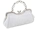 Lace, Satin and Beaded with Metal Rhinestone Frame - Evening Bag Denise (White)