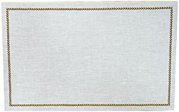 Linen Bulletin Board Cork Board with Nail Head Trim 21x35 by Pavona Interiors