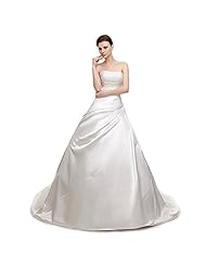 Strapless Taffeta Empire   Waistline Crystal Beaded Lace-Up Crystals Wedding Party Dress  with a Chapel Train 