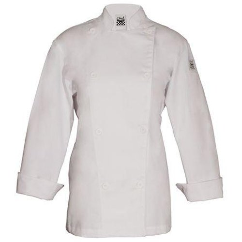 Chef Revival Ladies Knife &amp; Steel Jacket, Traditional Poly-Cotton, Chef Logo Button