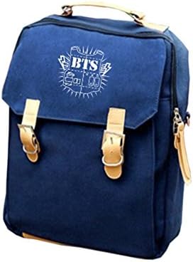 Xingdi Kpop Idol Team BTS Logo Fanmade Canvas Backpack School Bags Shoulder Bags (Blue)