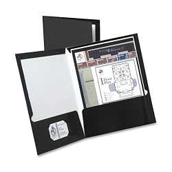 Oxford Executive-Style Laminated Portfolios, 8-1/2"x11", Black, 25/Box ESS51706