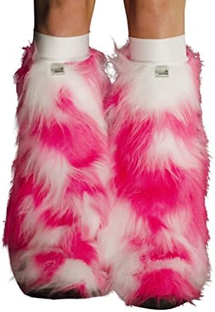 KryptiK Women's Fluffy Leg Warmers Hot Pink White One Size White Kneebands