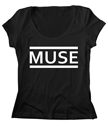 JDS Women's Scoop Neck Muse Rock Band T-Shirt Small Black