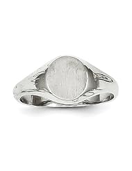 14k White Gold Childs Signet Ring - Size 5 - JewelryWeb