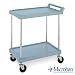 Metro BC Series Antimicrobial Polymer Utility Cart with 4 Swivel Casters, Lipped Top Shelf, 2 Shelves, 400 lbs Capacity, 33-3/4" Length x 21-1/2" Width x 33-1/4" Height, Slate Blue
