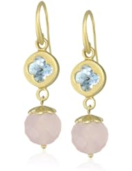 Renata de Dalmas Blue Topaz and Rose Quartz Drop Earrings