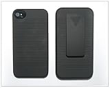 Stand Stander Belt Clip Cover+Hard Back Case Cover for Apple iPhone 4 4G 4S AT&T and Verizon Black (4-Two Piece Case Black)