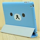 Lovely Relax Rilakkuma Bear Smart Cover with Hard Back Case for ipad2 -BLUE (NOT FOR IPAD 3)