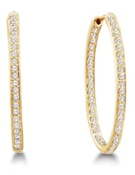 0.51 cttw. Round Diamond Ladies Hoops Earrings 14K White Gold