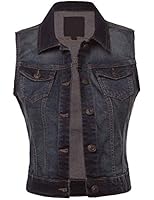 BEKDO Womens Basic Solid Denim Vest