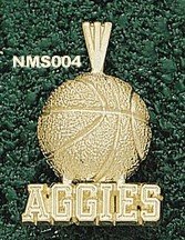 New Mexico State Aggies B'Ball Sterling Silver Charm/Pendant