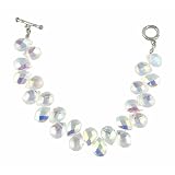 Bracelet - B106 - Side-Drilled Fire Polished Glass - Toggle Ends ~ Clear AB (Irridescent)