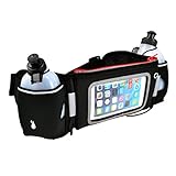 Light Running Hydration Belt. Comfortable, non-chaffing and water resistant. Stay hydrated with two 250ML BPA free Water Bottles. Large storage pocket fits large smartphones, energy gels and keys. Essential for runners, hikers, racing and training.