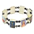 Faceted Acrylic Stretchy Bracelet with Christian Religious Icons and Saints