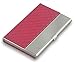 J&J Fashion Red Color Grid Pattern PU Leather And Stainless Steel Business Card Case Holder