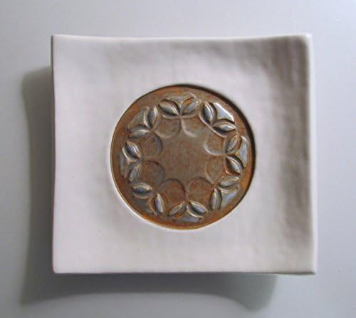 Ceramic Soap Dish Imprinted with Vintage Glassware Pattern Handmade Pottery