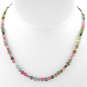 Faceted African Tourmaline Gemstone and Swarovski Austrian Crystal Bead Choker Necklace with Gold Vermeil Accents, 16" Length, #7828
