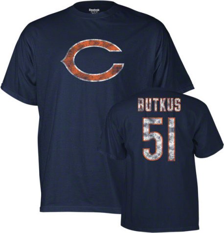 Mens Chicago Bears #51 Dick Butkus Navy Vintage Name and Number Tshirt - M