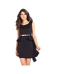 Sleeveless Polyester Draped Peplum Party Dress 