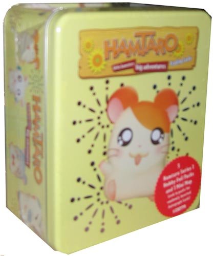 Hamtaro Trading Cards Unopened Hobby Tin with 5 Foil Packs of Trading Cards Plus 1 Mini-Map - Look for randomly inserted autograph cards !!