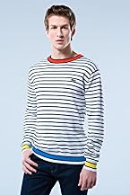 Red! Collection Long Sleeve Crewneck Stripe Sweater With Color Block Details