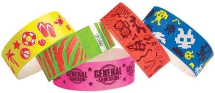 1 Inch Tyvek Wristbands - Mayhem Design - Outdoor Access Control - All Ages Souvenir - Red - 500 Units Per Pack