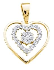 0.25CTW ROUND DIAMOND LADIES FLOWER SET HEART PENDANT