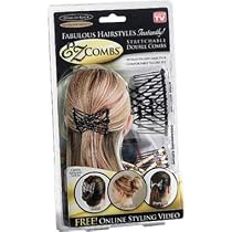 EZ Combs COMBO Hair Styling Bands As Seen On TV - Black & Silver Combo