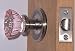 Depression PINK Crystal GLASS & BRUSHED NICKEL Passage Knob Set, complete set of Passage Knobs ready to intall on standard pre-drilled knob door with a 2-3/8