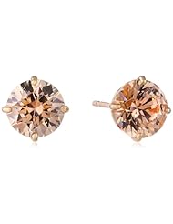 10k Gold Champagne Swarovski Zirconia Stud Earrings (2 cttw)