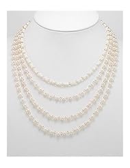 White (Natural) Fresh Water Pearl Necklace In Brass