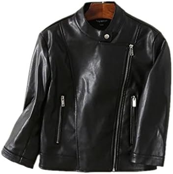 ZYQYJGF Leather Jacket Women'S Faux Pu Short Coat Zipper Biker Motorcycle Locomotive Black Classic Long Sleeve . M
