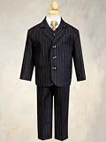 5 Piece Black with Gold Pin-Striped Suit with Gold Tie