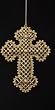 Seasons of Elegance Gold Glitter with Silver Accents Cross Christmas Ornament 5"