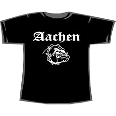 Aachen (mit Bulldogge); St�dte T-Shirt schwarz