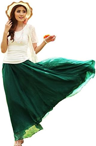 ProgreWomen Summer Chiffon Beach Long Skirts (emerald green)