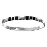 Sterling Silver Flat Black Onyx Bar Cuff Bracelet - Artisan Handcrafted in Mexico