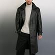 Men's Classic Leather Trench Coat
