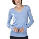 Mossimo® Black: Women's Ultrasoft V-Neck Sweater - Light Heather Blue