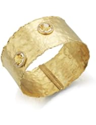I. Reiss 14K gold cuff bracelet set with citrine semi-precious color stones and diamonds.
