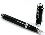 Stylish Golf Swing Fountain Pen, Chrome Ring Tip Pen Barrel Is Finished in Black Lacquer Silver Ring with Push in Style Ink Converter