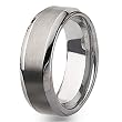 Beveled Edge Brushed and Polished Tungsten Carbide Ring (8.0 mm) - Sizes 7-13