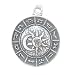 Round Astrological or Zodiac Wheel with Sun and Crescent Moon Pendant in Sterling Silver for Men and Women, #8127