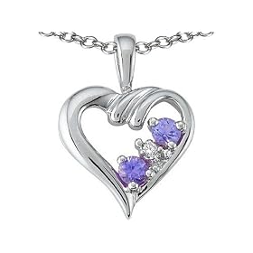 0.22 cttw Genuine Heart Shape Tanzanite Pendant - 14kt White or Yellow Gold by Finejewelers