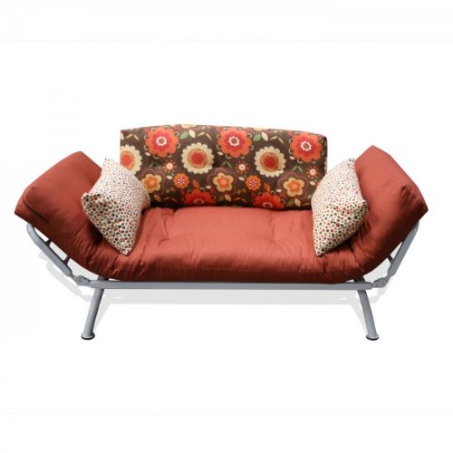 Mali Flex Ritzy Convertible Sofa (Brown/Orange) (31H x 60W x 32D)
