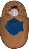 Tibet PLATEAU soft soled infant full grain leather baby shoes blue fish