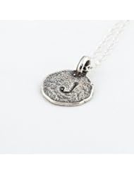 Hand Stamped Sterling Silver Pendant - Initial J
