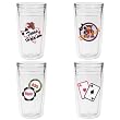Game Room Fun 12 oz Slimline Insulated Beverage Tumblers Set, Clear (4 designs)